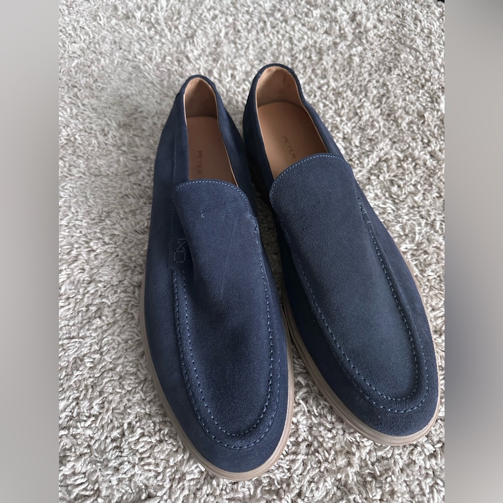 Men’s Peter Millar blue suede loafers. Size 10.5m